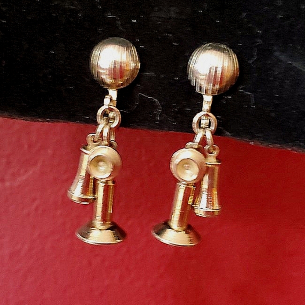 Vintage Telephone screw back dangle earrings.